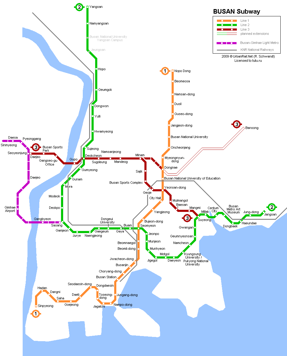 Карта метро г.Пусан. Схема метрополитена: Пусан.?>